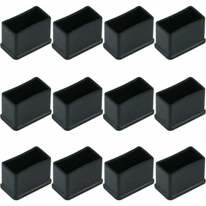 foto del prodotto xvx set di 12 cappucci protettivi rettangolari in feltro di gomma per gambe di tavoli o sedie nero, 15 x 30 mm.