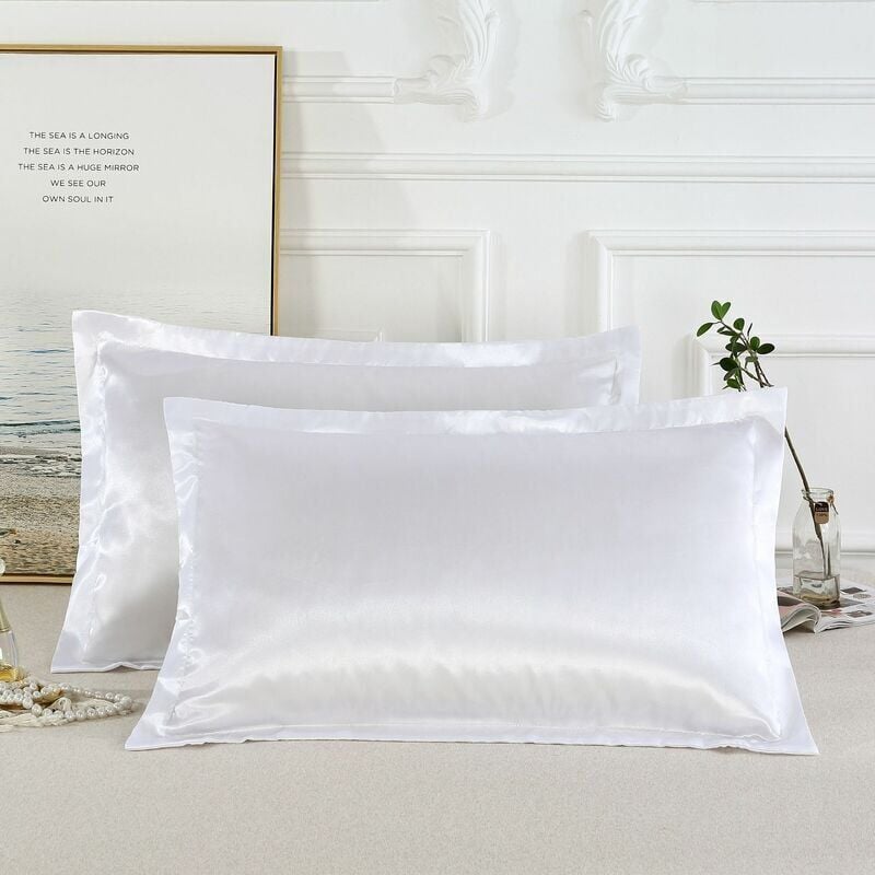 immagine 0 del prodotto xvx set di 2 federe in seta di gelso naturale per capelli e pelle sani, misura standard 4670 cm, morbide e lisce, seta di alta qualit bianco 