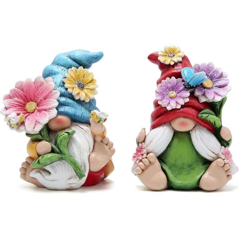 foto del prodotto xvx set di 2 gnomi da giardino alti 4 decorazione del giardino tomte elf gnomo autunnale decorazione per la casa colore gnomo colore 1