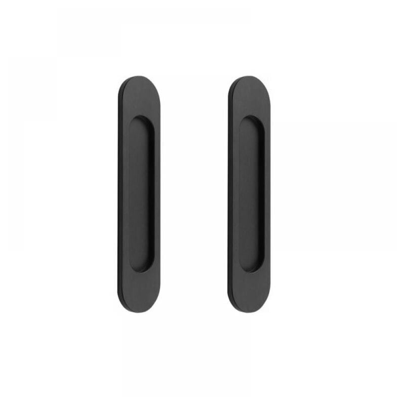 foto del prodotto xvx set di 2 maniglie ovali autoadesive per porte scorrevoli in alluminio nero opaco senza fori