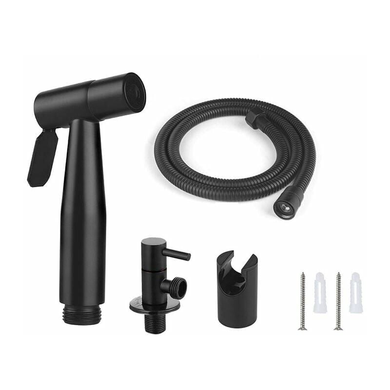 foto del prodotto xvx set doccetta wc comprensivo di tubo da 1,5 m e supporto con adattatori g1 2, colore nero.
