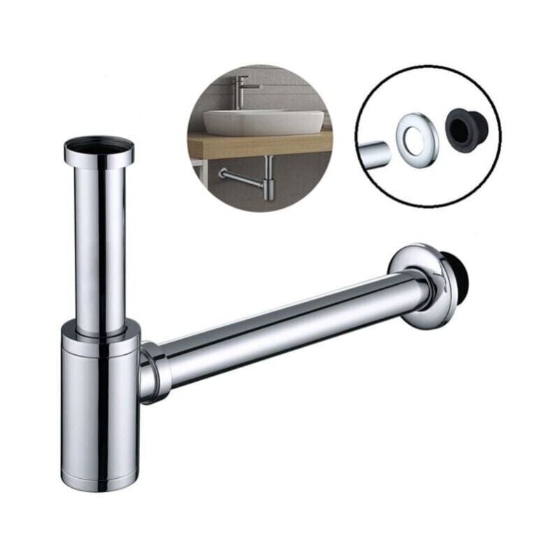 foto del prodotto xvx sifone in acciaio inox per lavandini e mobili da bagno, set sifone regolabile in altezza g1 1 4 