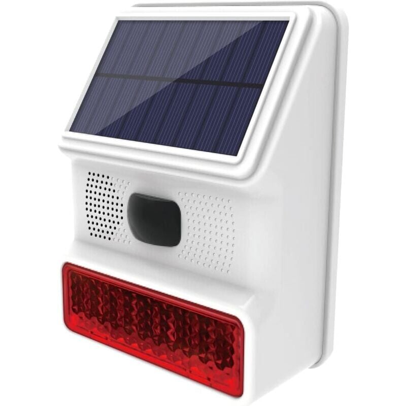 foto del prodotto xvx sirena solare da esterno wireless 433 mhz con luce lampeggiante a led da 110 db compatibile con sistema di allarme per casa, fattoria, fienile,