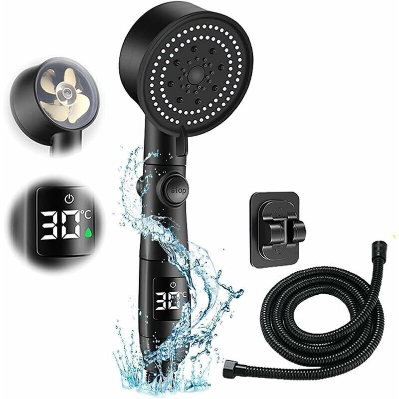 foto del prodotto xvx soffione doccia a risparmio idrico, 5 modalit , soffione doccia economico, tubo flessibile da 2 m con finitura water stop, soffione doccia ad