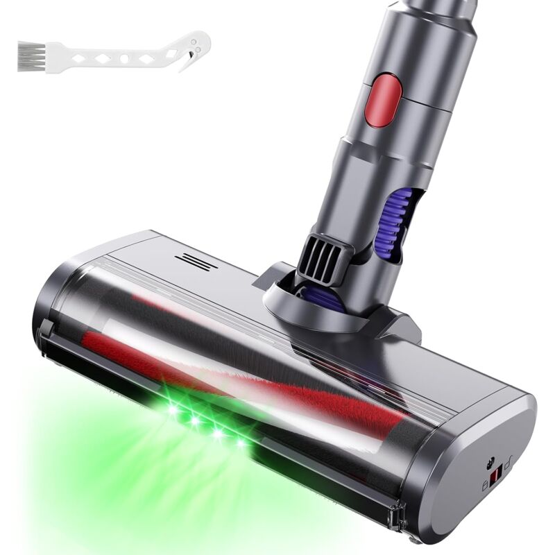foto del prodotto xvx spazzola compatibile con aspirapolvere dyson v7 v8 v10 v11 v15, testina sostituibile con attacco ad azionamento diretto con 4 luci led per