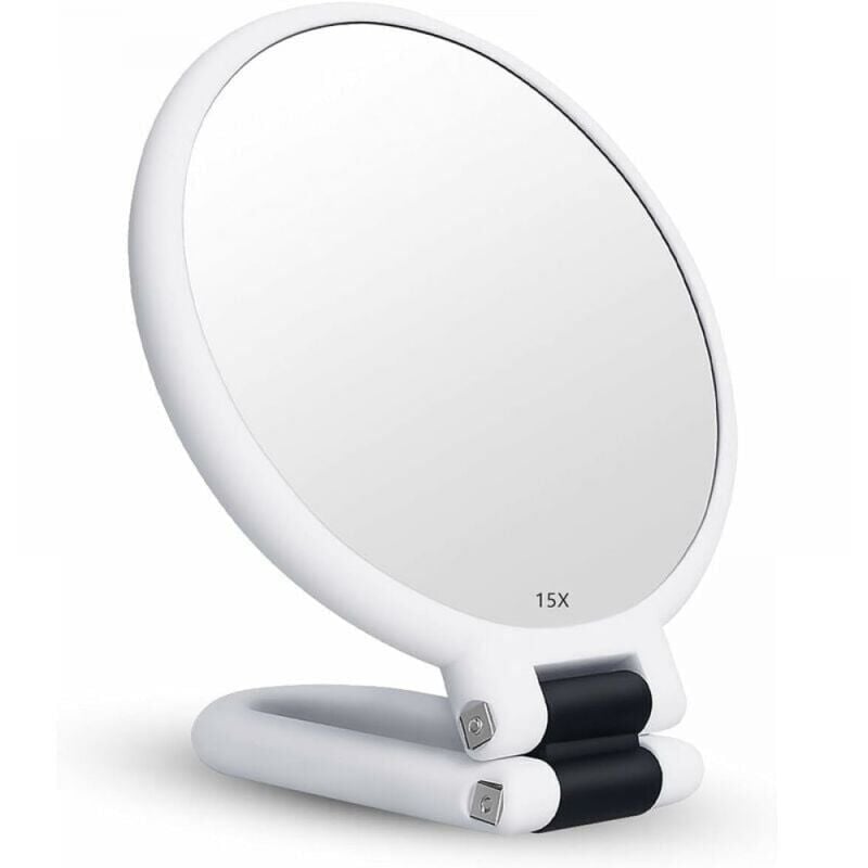 foto del prodotto xvx specchio ingranditore 15x, specchio pieghevole bifacciale con maniglia, specchio tascabile per il trucco, specchio colorato, specchio