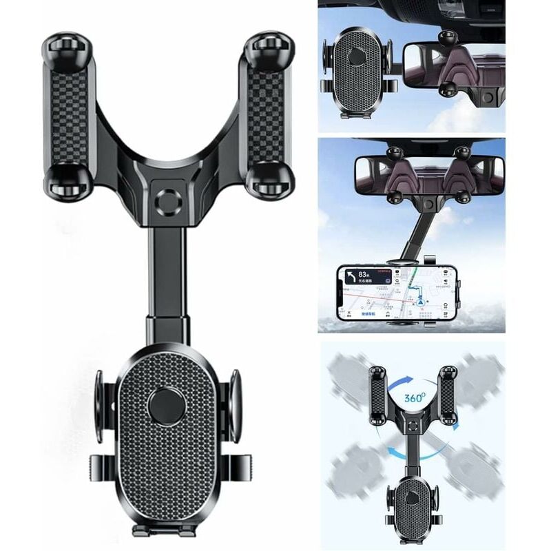 foto del prodotto xvx supporto per telefono per auto supporto per telefono per specchietto retrovisore supporto per telefono girevole a 360 retrattile per