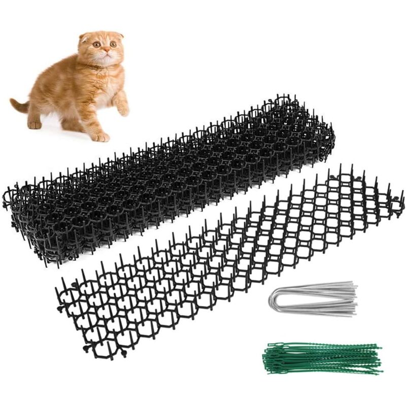 foto del prodotto xvx tappetino repellente anti gatto con punte da 49 cm, 10 pezzi, con griglia di spine, tappetino anti cane con punte per la recinzione del