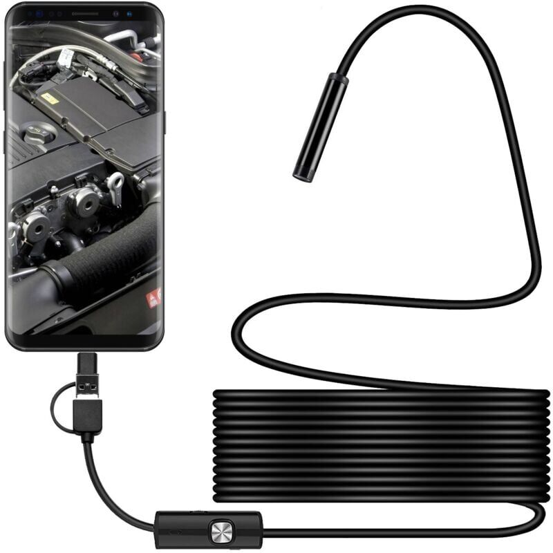 foto del prodotto xvx telecamera di ispezione usb snake, endoscopio usb c impermeabile ip67, telecamera di tipo c con 6 luci led regolabili per android, xp, w7, w8,