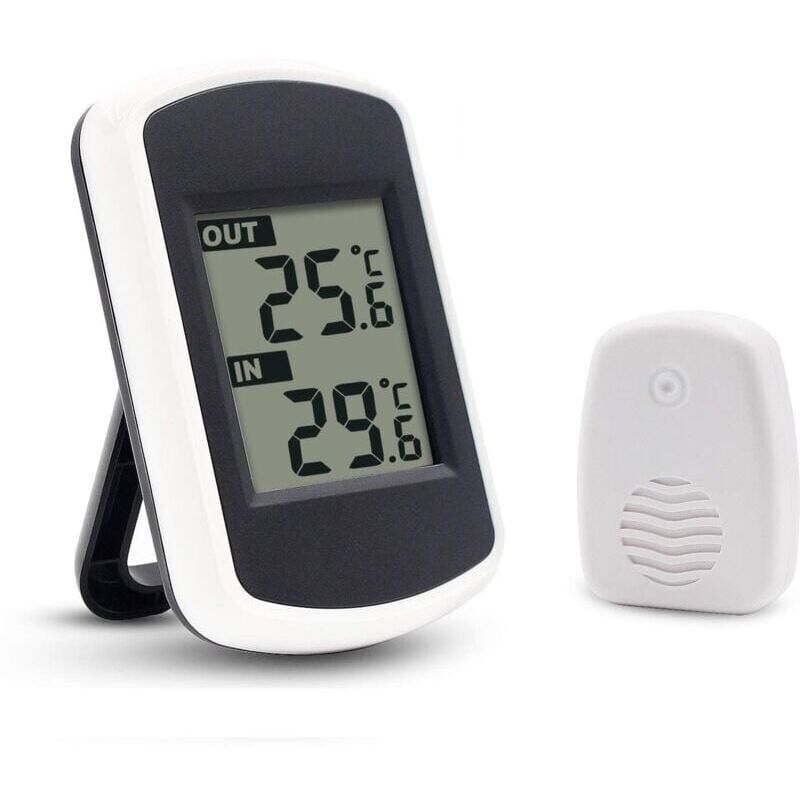 foto del prodotto xvx termometro digitale lcd wireless per uso interno ed esterno, mini sensore di temperatura ambiente, bianco