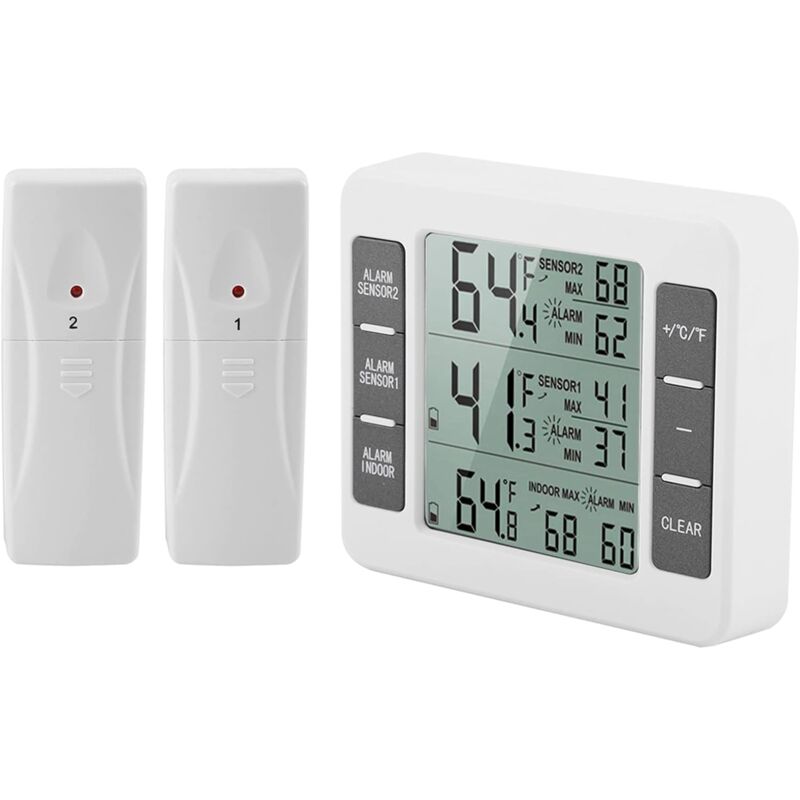 foto del prodotto xvx termometro digitale wireless con allarme acustico per frigorifero e congelatore, orologio min max