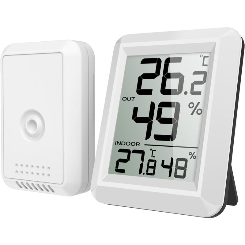 foto del prodotto xvx termometro per interni ed esterni, termometro collegato con sensore esterno wireless, termometro igrometro digitale con ampio display lcd,