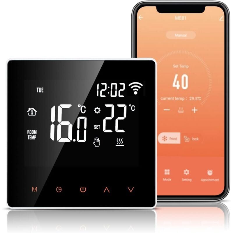 foto del prodotto xvx termostato wifi, termostato elettrico per riscaldamento a pavimento 16a, compatibile con alexa google home tuya app, termostato per