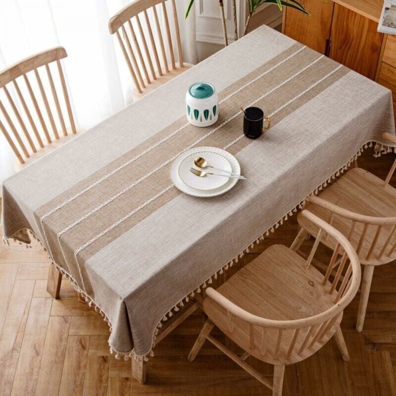 foto del prodotto xvx tovaglia rettangolare in lino e cotone marrone, 1 pezzo, 90 x 90 cm, moderna, per tavoli rettangolari, decorazione per la cucina di casa.