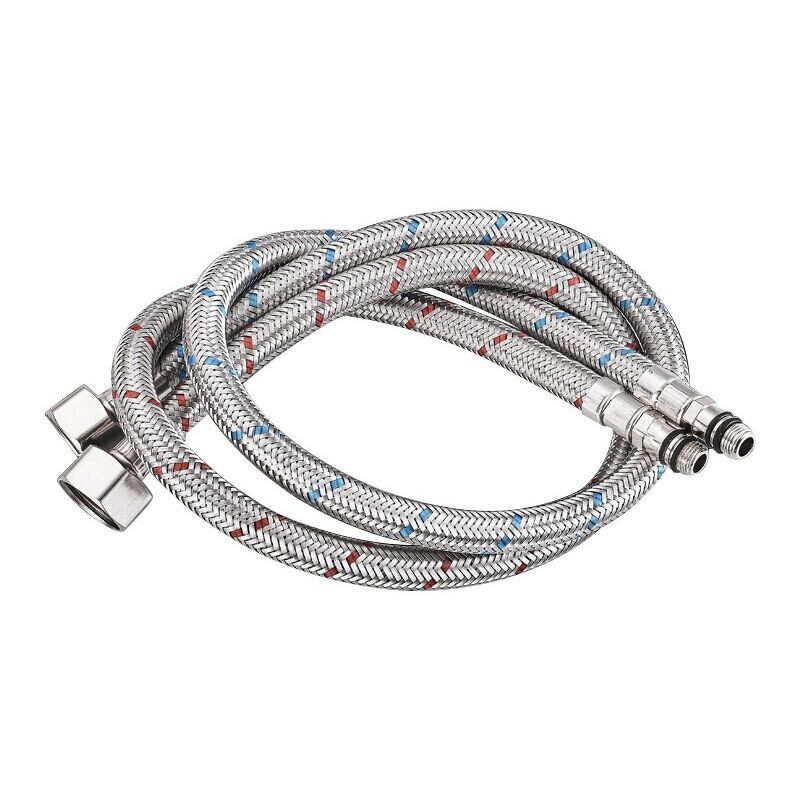 foto del prodotto xvx tubo di collegamento g 3 8 dn6 lungo 60 cm per rubinetti, tubo dell acqua con filettatura a morsetto 1 pezzo 1 coppia 