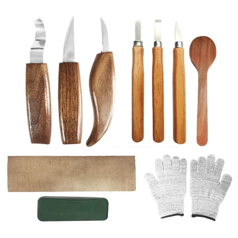 foto del prodotto xvx utensile per intaglio del legno da 10 pezzi set per intaglio del legno con 3 scalpelli per intaglio del legno, 3 coltelli per intaglio del