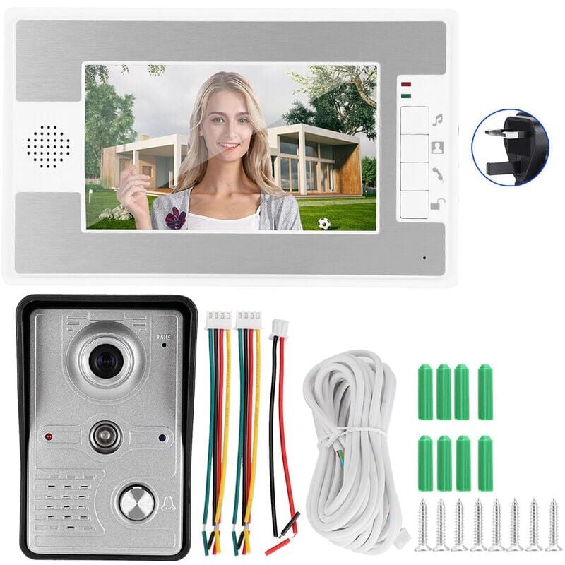 foto del prodotto xvx videocitofono cablato da 7 con schermo tft e sistema di accesso remoto per visione notturna 100 240 v uk