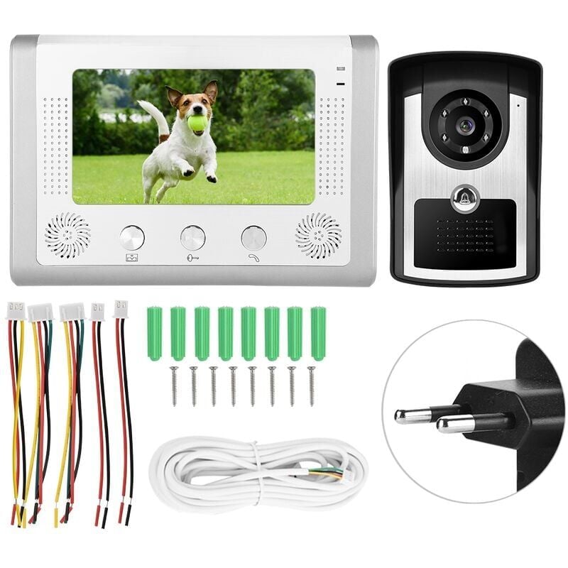 foto del prodotto xvx videocitofono cablato impermeabile da 7 pollici campanello con telecamera ir monitor per telefono porta 110 240 v spina ue