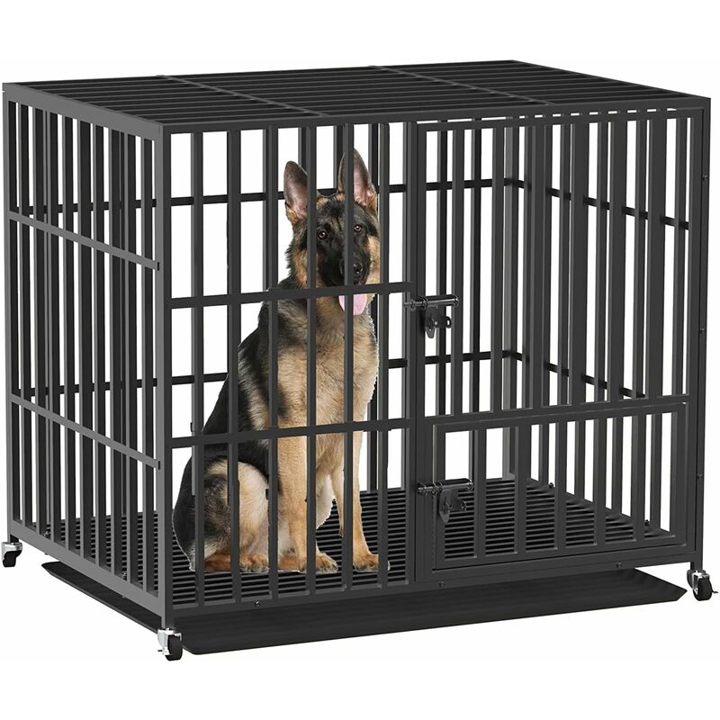 foto del prodotto xxl gabbia per cani grande gabbia kennel in metallo per cani box gabbia con ruote per cani indistruttibile anti morso 117x84x 86,5cm
