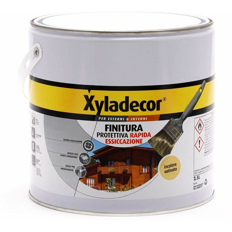 foto del prodotto xyladecor finitura protettiva rapida essiccazione per legno a base solvente, per interni ed esterni, applicazione rapida per manutenzione mobili,