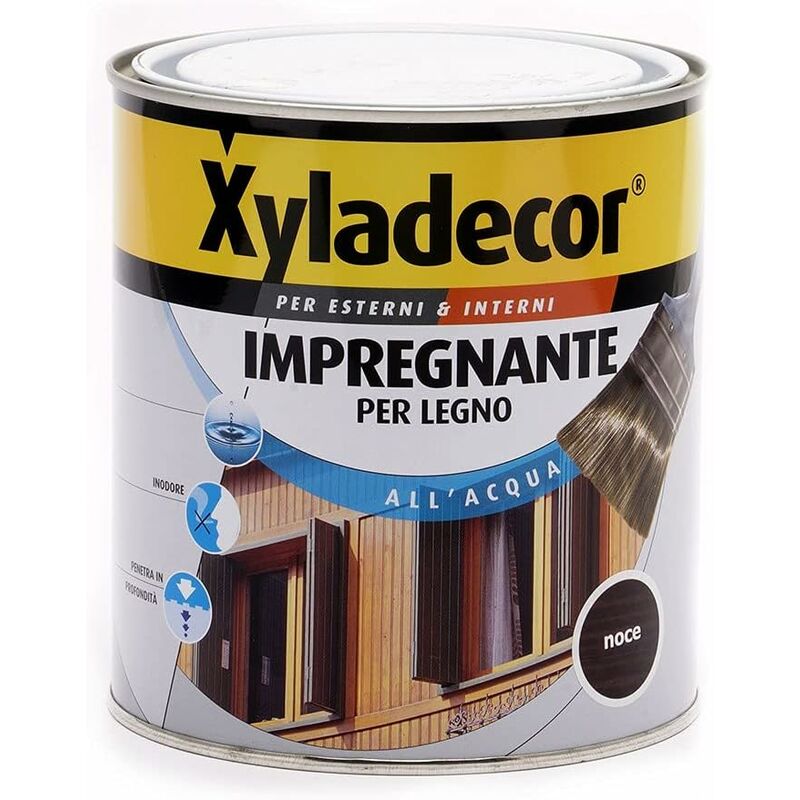 foto del prodotto xyladecor impregnante all acqua per legno da interni esterni. noce 750 ml .