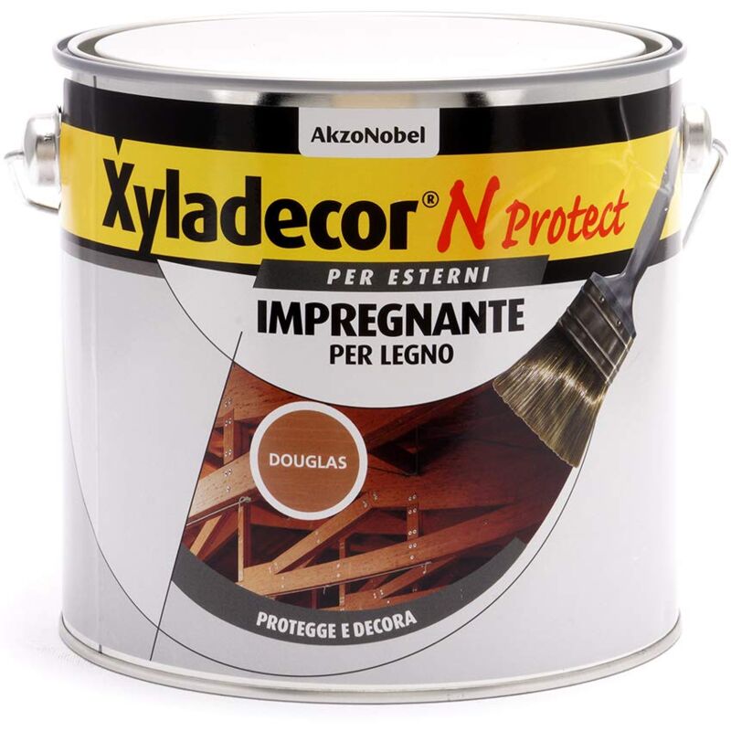 foto del prodotto xyladecor n protect fondo impregnante per legno esterno a base solvente, protettivo e decorativo, pronto uso, colore douglas 2,5l, 2.5 l