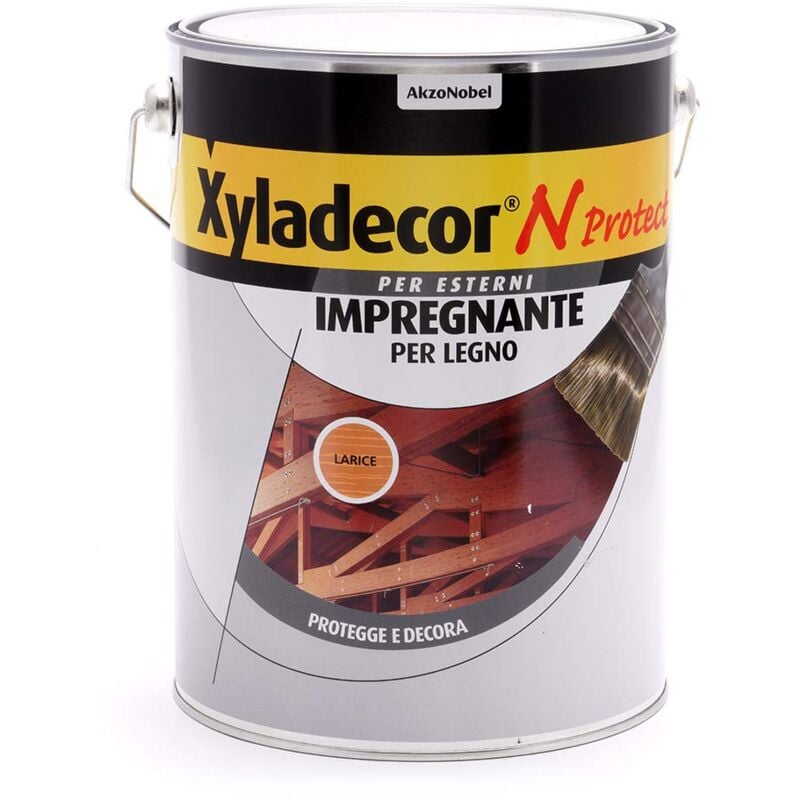 foto del prodotto xyladecor n protect fondo impregnante per legno esterno a base solvente, protettivo e decorativo, pronto uso, larice 5l, 5 l