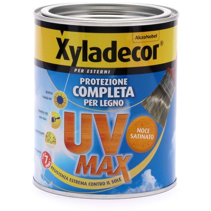 foto del prodotto xyladecor smalto legno esterni protezione completa uv max. noce chiaro 750 ml .