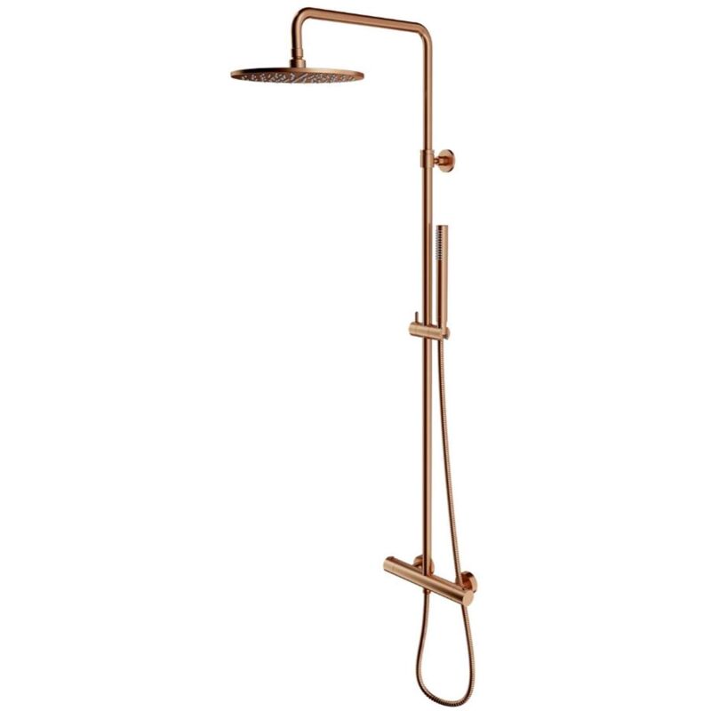 foto del prodotto y set doccia termostatico, diametro 25 cm, color rame spazzolato y1244sucpb omnires