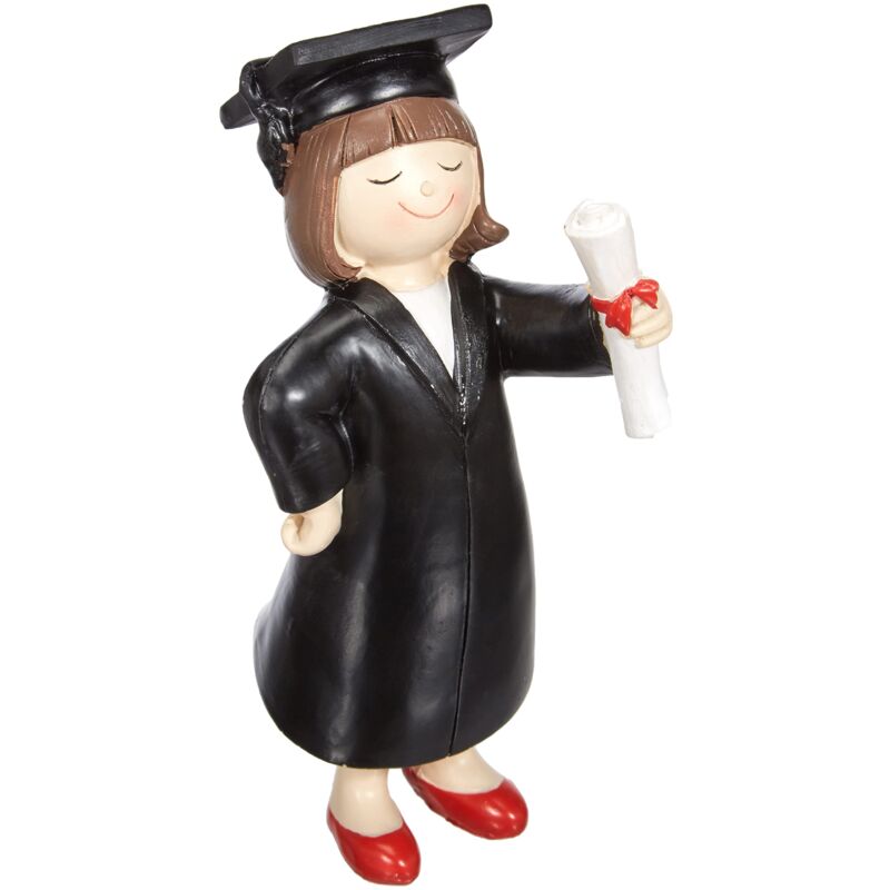 foto del prodotto y357.2 statuetta pastello laurea ragazza 16,5 cm figura torta, resina, multicolore, 16,5cm mopec