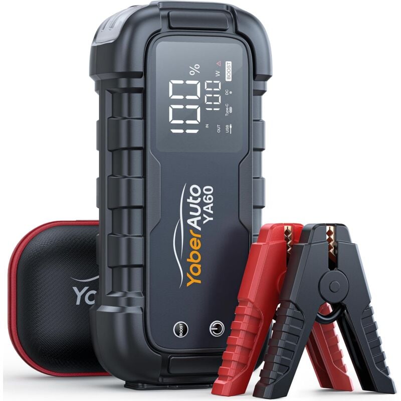 foto del prodotto yaber auto booster avviamento auto, 6000a avviatore emergenza per auto moto, 12v starter batteria auto tutto benzina e fino a 12l diesel con