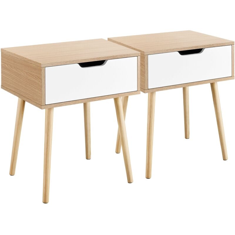 foto del prodotto yaheetech 2 comodini camera da letto con cassetto mobiletto organizzatore da letto 48,5 x 41 x 57,5 cm tavolini d appoggio tavolino lato da divano