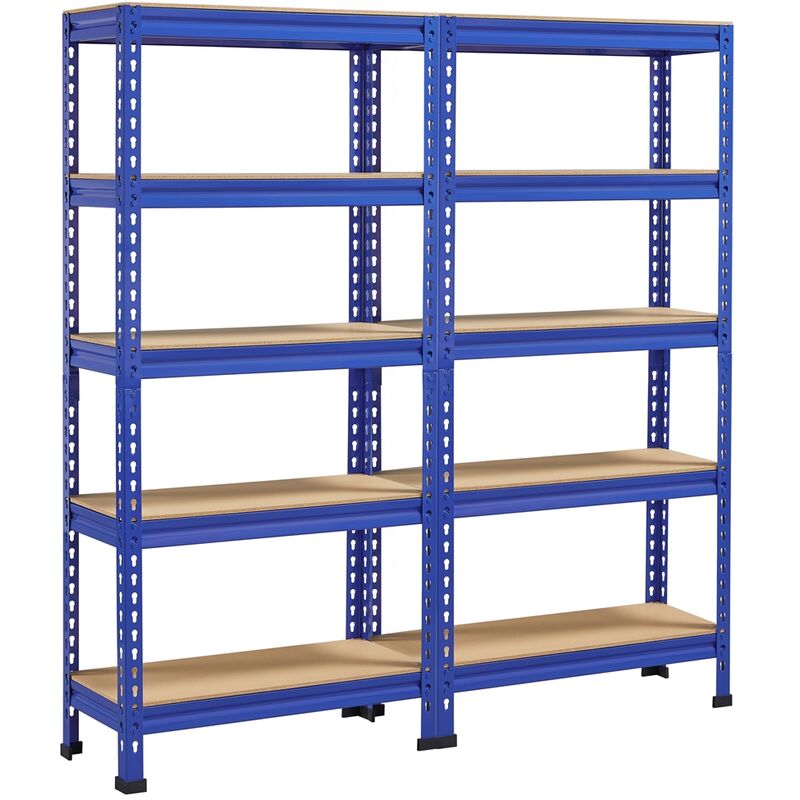foto del prodotto yaheetech 2 x scaffali scaffalature garage magazzino industriale in metallo e legno di mdf a 5 ripiani regolabili carico massimo per ripiano 150 kg