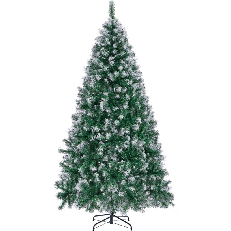 foto del prodotto yaheetech albero di natale innevato folto bianco effetto realistico con neve con supporto in metallo pieghevole portatile decorazione natalizia 212