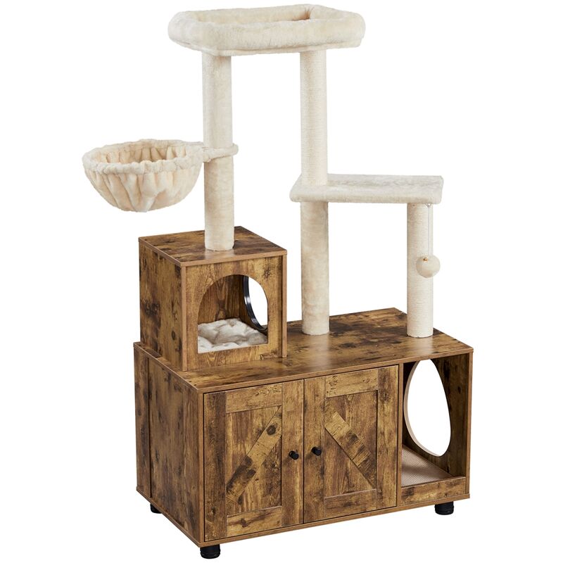 foto del prodotto yaheetech albero tiragraffi per gatti 134,5 cm mobile per lettiera multifunzionale tutto in uno sisal posatoio condominio in legno marrone