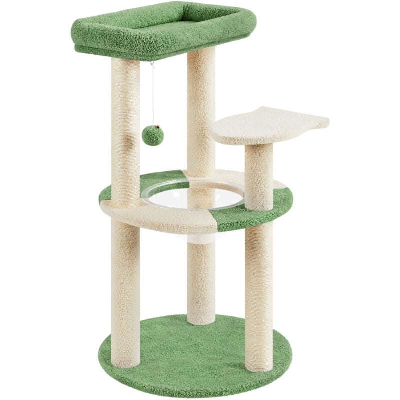 foto del prodotto yaheetech albero tiragraffi per gatti in sisal naturale e truciolato 48,5 cm 48,5 cm 90 cm torre per con posatoio palla gioco verde militare e