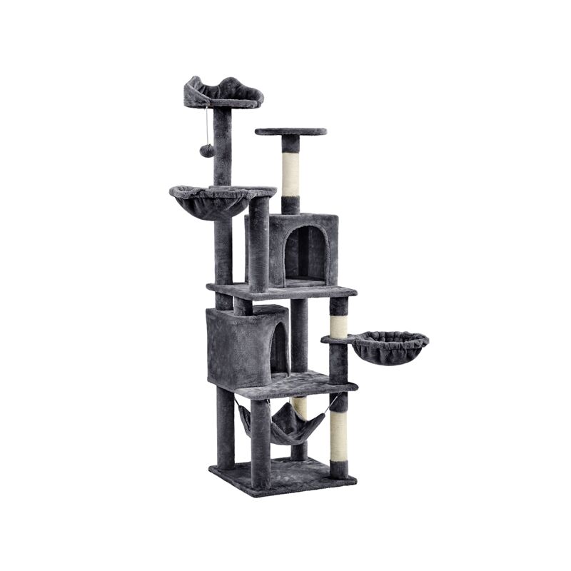 foto del prodotto yaheetech - albero tiragraffi per gatti in truciolato e corda in sisal con condomini posatoi e ceste per relax e pisolini multilivello altezza 174,5