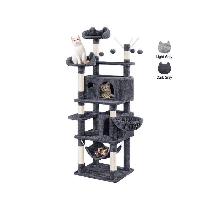 foto del prodotto yaheetech albero tiragraffi per gatti in truciolato e sisal palla da gioco condomini scuro grigio