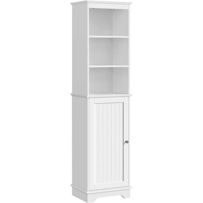 foto del prodotto yaheetech armadietto da bagno indipendente mobiletto da terra portaoggetti mobile da bagno alto con armadietto e ripiani regolabili bianco 45 x 30
