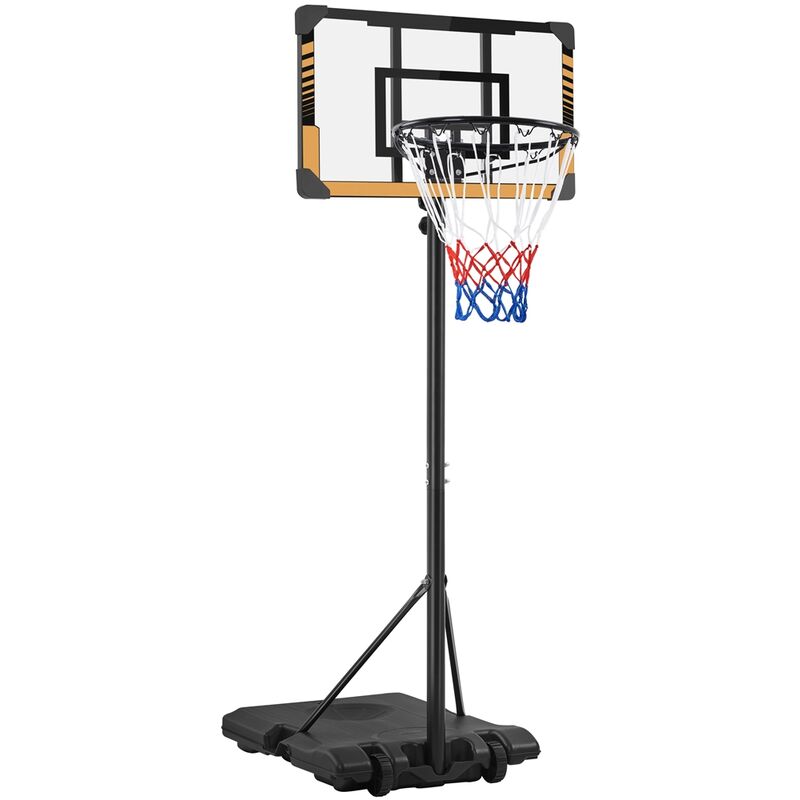 foto del prodotto yaheetech canestro bascket camera portatile tabellone canestro altezza regolabile 216 246 cm marrone