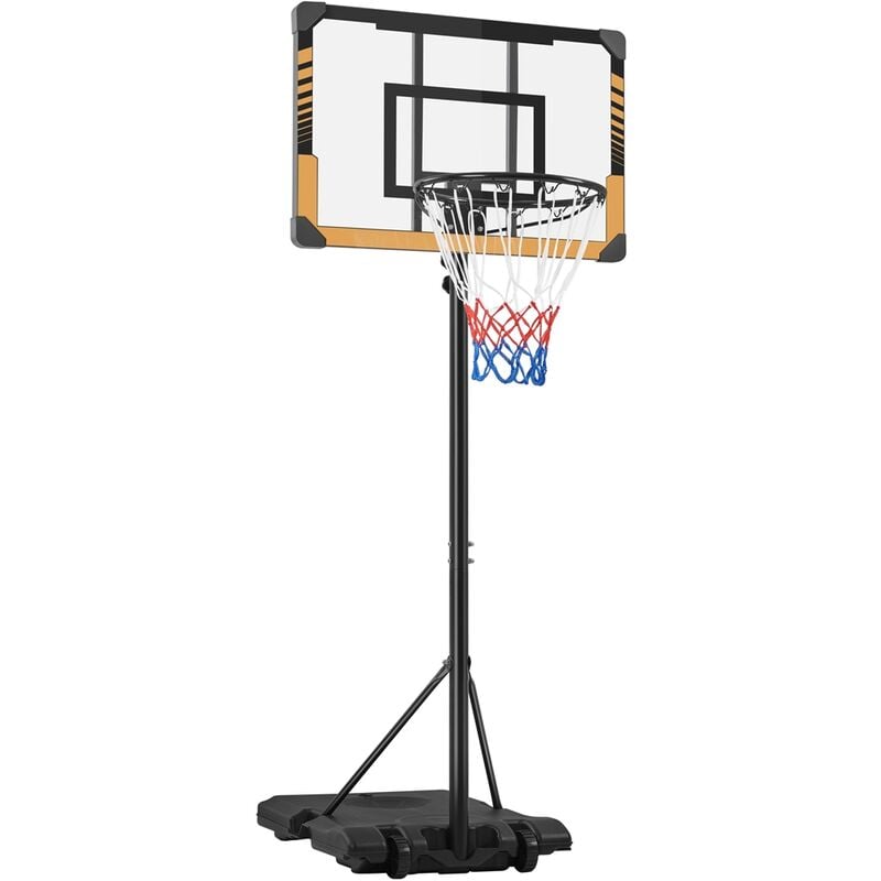foto del prodotto yaheetech canestro bascket camera portatile tabellone canestro altezza regolabile 226 256 cm marrone