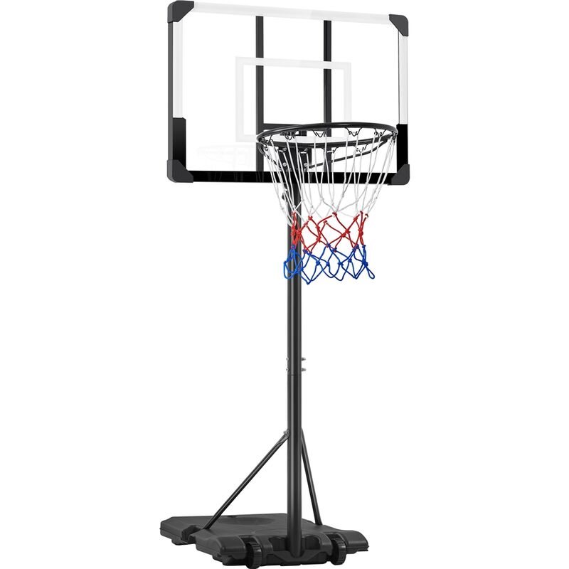 foto del prodotto yaheetech canestro bascket camera portatile tabellone canestro altezza regolabile 226 256 cm nero bianco