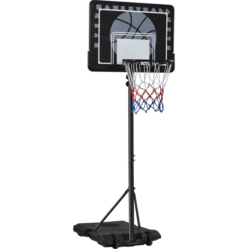 foto del prodotto yaheetech - canestro da basket sistema di pallacanestro regolabile nero con 82 cm tabellone