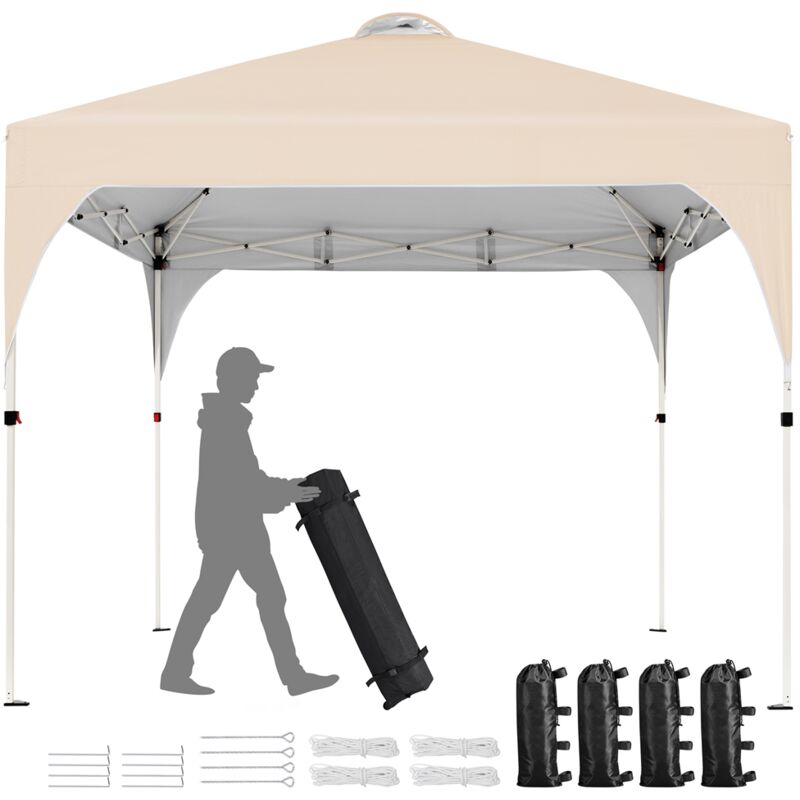 foto del prodotto yaheetech carpa plegable 3x3m cenador de jard n impermeable para 8 10 personas,con ventilacion y bolsa de transporte, ideal para playa y camping beige