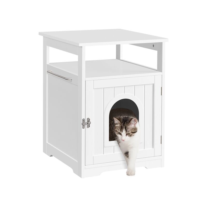 foto del prodotto yaheetech casetta per gatti cuccia in legno mobiletto lettiera per animali armadietto nido bianco
