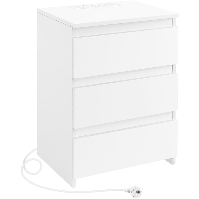 foto del prodotto yaheetech comodino camera da letto 3 cassetti con stazione di ricarica 2 porte usb e 2 prese ac comodino smart salvaspazio tavolino da notte 45,5 x