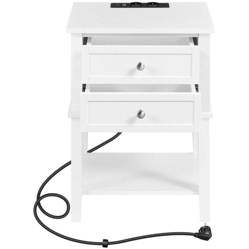 foto del prodotto yaheetech comodino camera da letto con stazione di ricarica 2 porte usb e 2 prese ac tavolino da notte salvaspazio comodino smart portaoggetti con 2