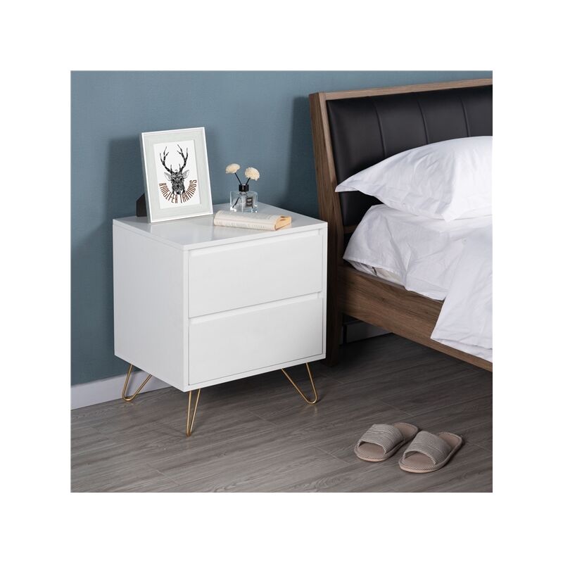 foto del prodotto yaheetech comodino da camera da letto con 2 cassetti tavolino da salotto tavolino d appoggio cassettiera com in stile moderno porta lampade in