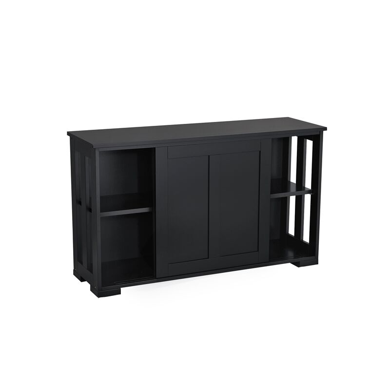 foto del prodotto yaheetech credenza buffet da soggiorno cucina mobiletto mobile tv armadietto con 2 ante scorrevoli moderno da salotto studio ripiano regolabile nero