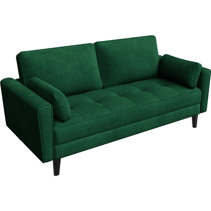 foto del prodotto yaheetech divano a 2 posti divanetto moderno con cuscini tasche laterali divano da salotto sofa per soggiorno camera da letto appartamento verde